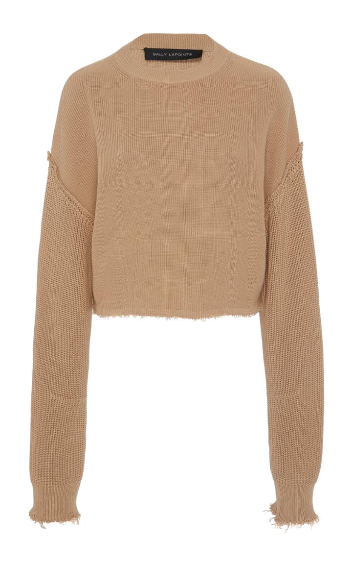 Sally Lapointe Cropped Cotton And Silk Sweater