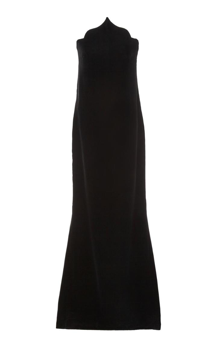 Oscar De La Renta Train-detailed Velvet Column Gown