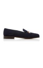 Stubbs & Wootton Woody Embroidered Suede Loafers Size: 8