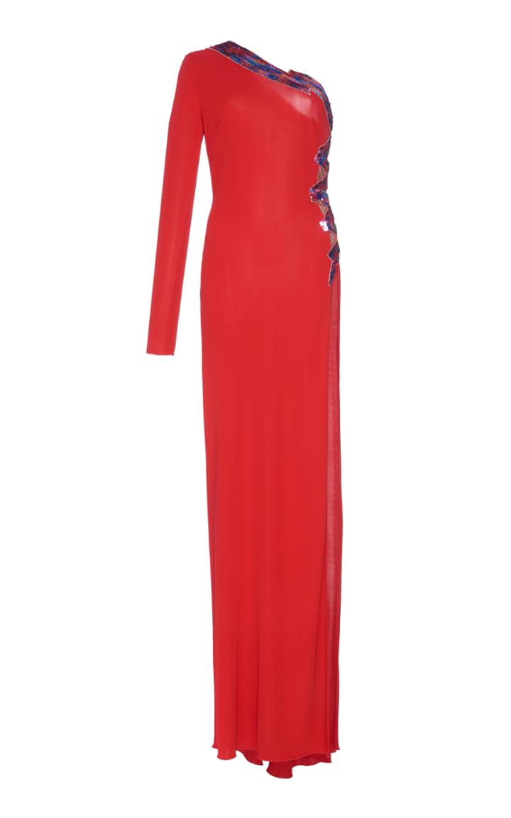 Dundas One Sleeve High Slit Gown