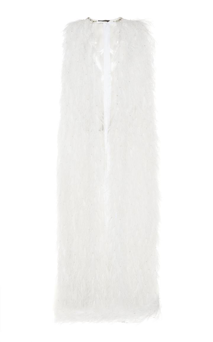 Jenny Packham Blaze Feather-trimmed Chiffon Cape
