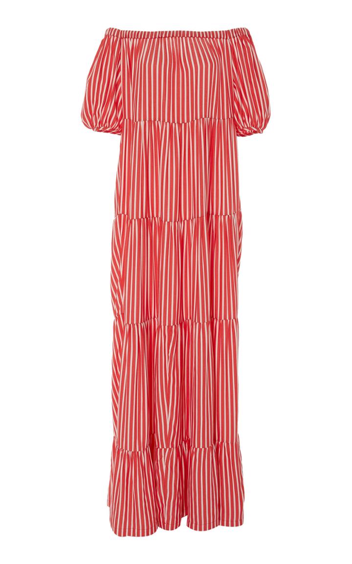 Adriana Degreas Off The Shoulder Poplin Maxi Dress
