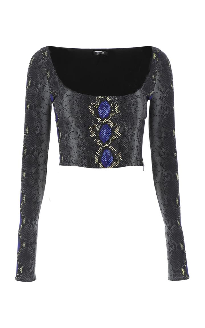 Moda Operandi Versace Python Georgette Crop Top