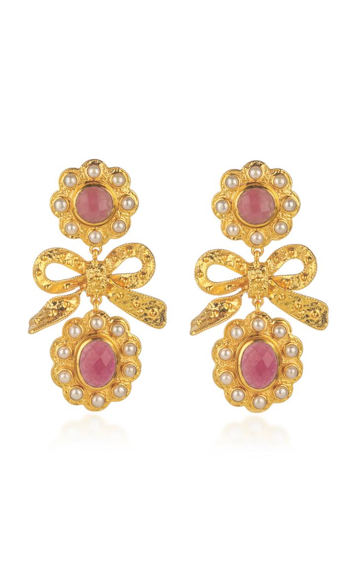 Valre Camille Gold-plated, Pink Agate And Pearl Earrings