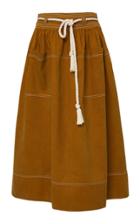Ulla Johnson Dakota Contrast Stitched Twill Midi Skirt