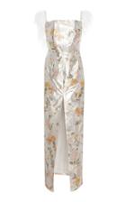 Markarian Front Slit Floral Lam Gown