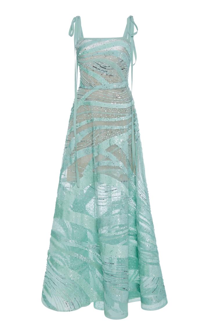 Elie Saab Bead Embroidered A-line Gown