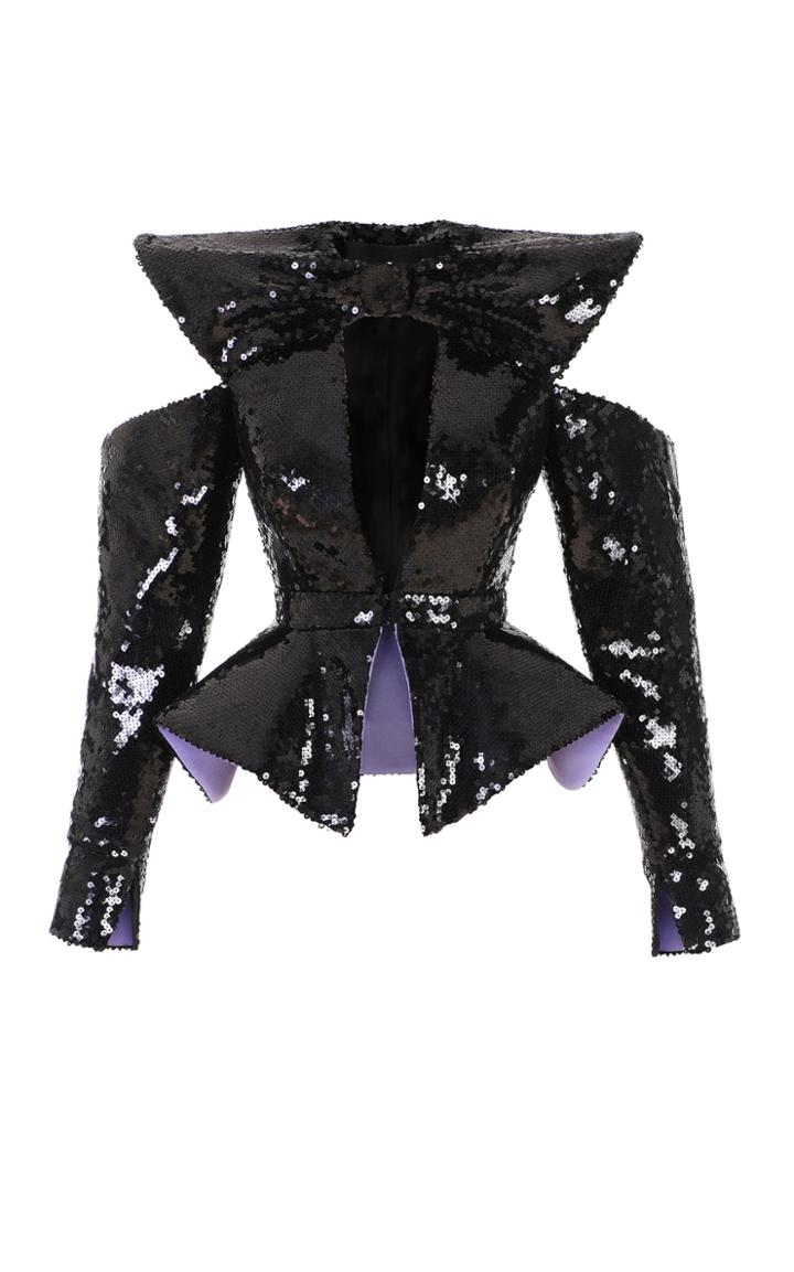 Balmain Bow-embellished Sequined Peplum Top