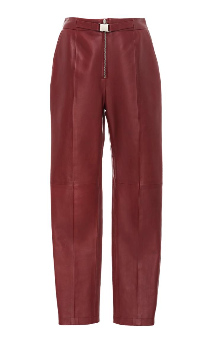 Sally Lapointe Belted Paneled Leather Straight-leg Pants