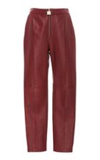 Sally Lapointe Belted Paneled Leather Straight-leg Pants