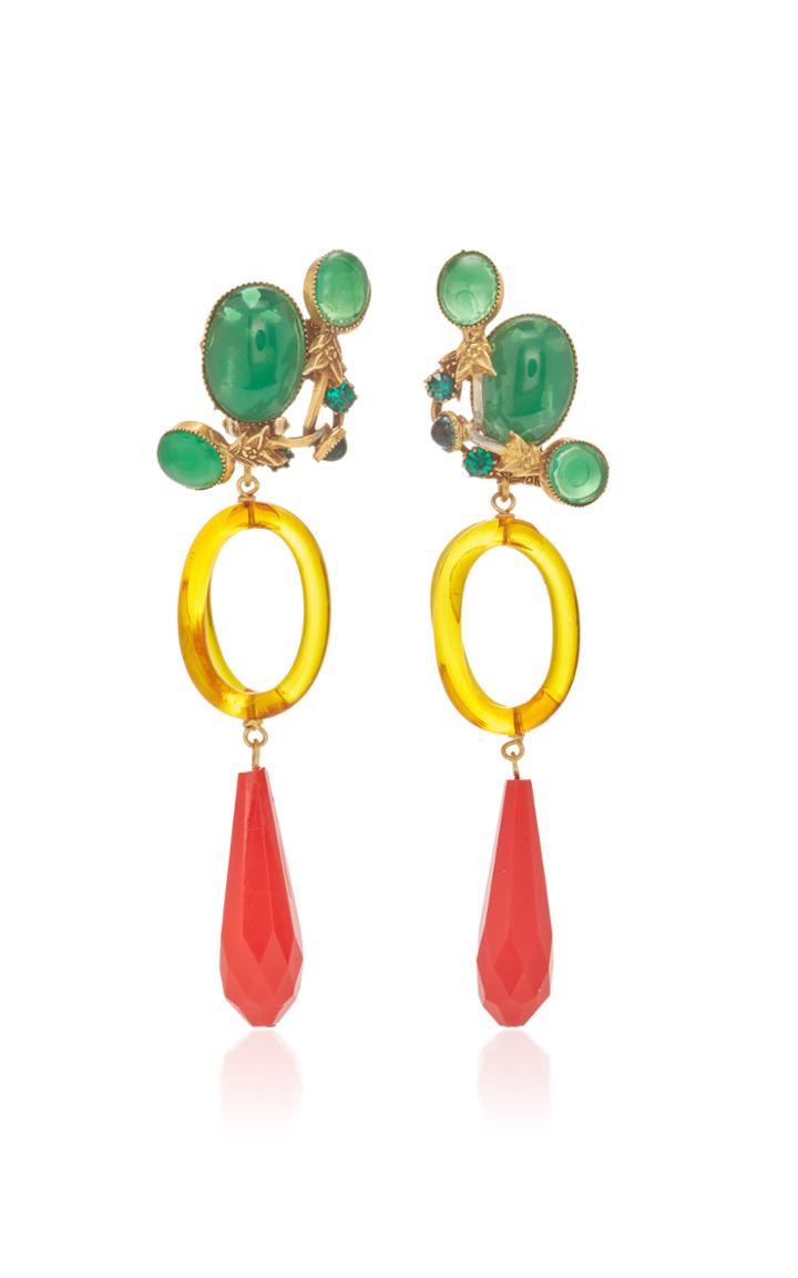 Lulu Frost One-of-a-kind Bakelite Link And Czech Glass Drop Earring