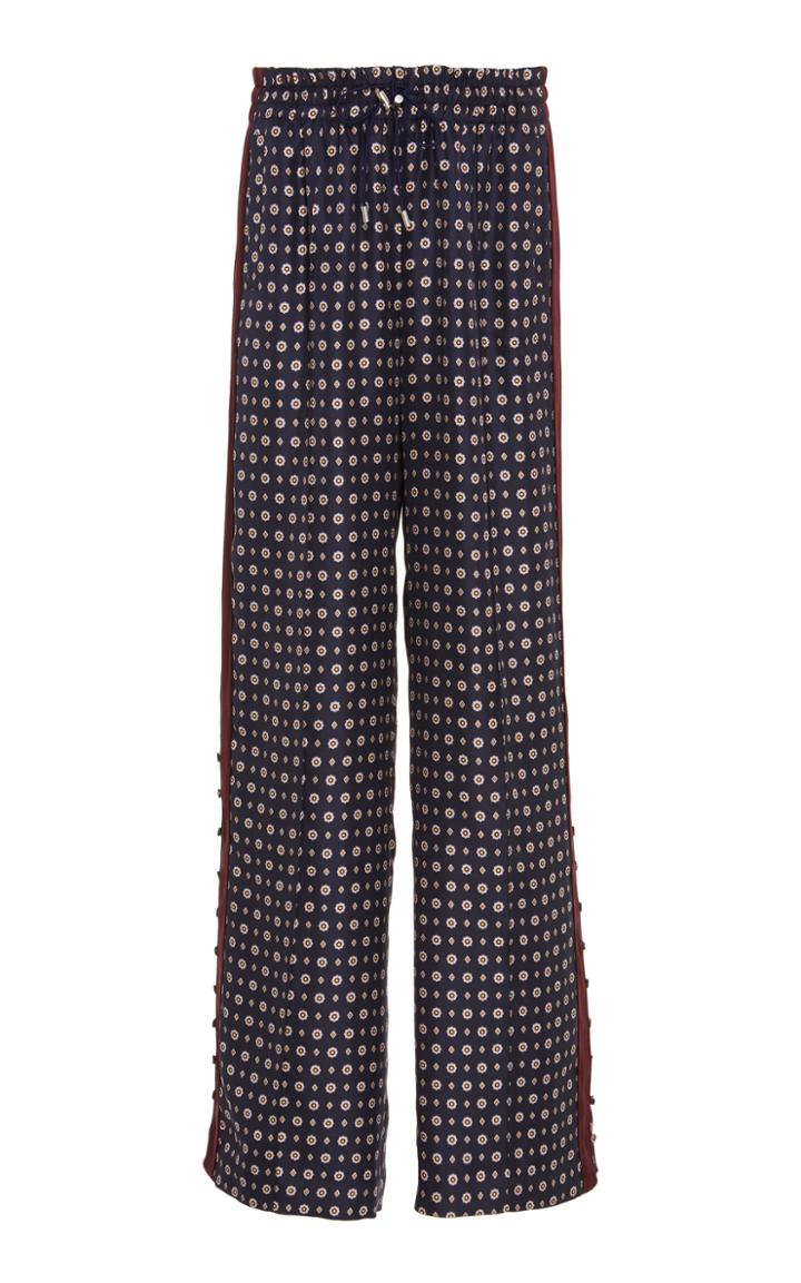 Jonathan Simkhai Scarf Print Satin Track Pant