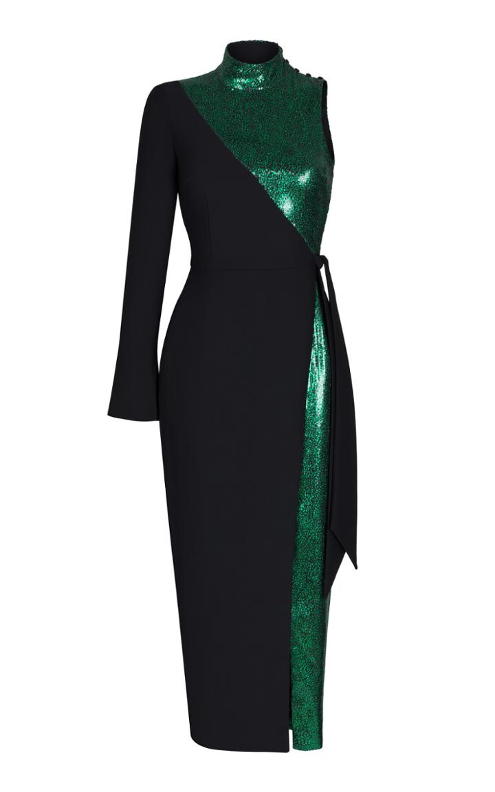 Rasario Sequin Embroidered Midi Dress