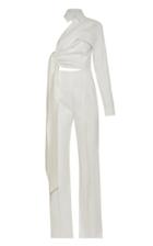 Aleksandre Akhalkatsishvili Side Wrap Collared Cotton Jumpsuit