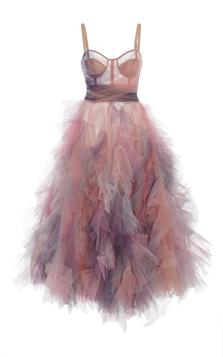 Marchesa Ruffled Cocktail Dress