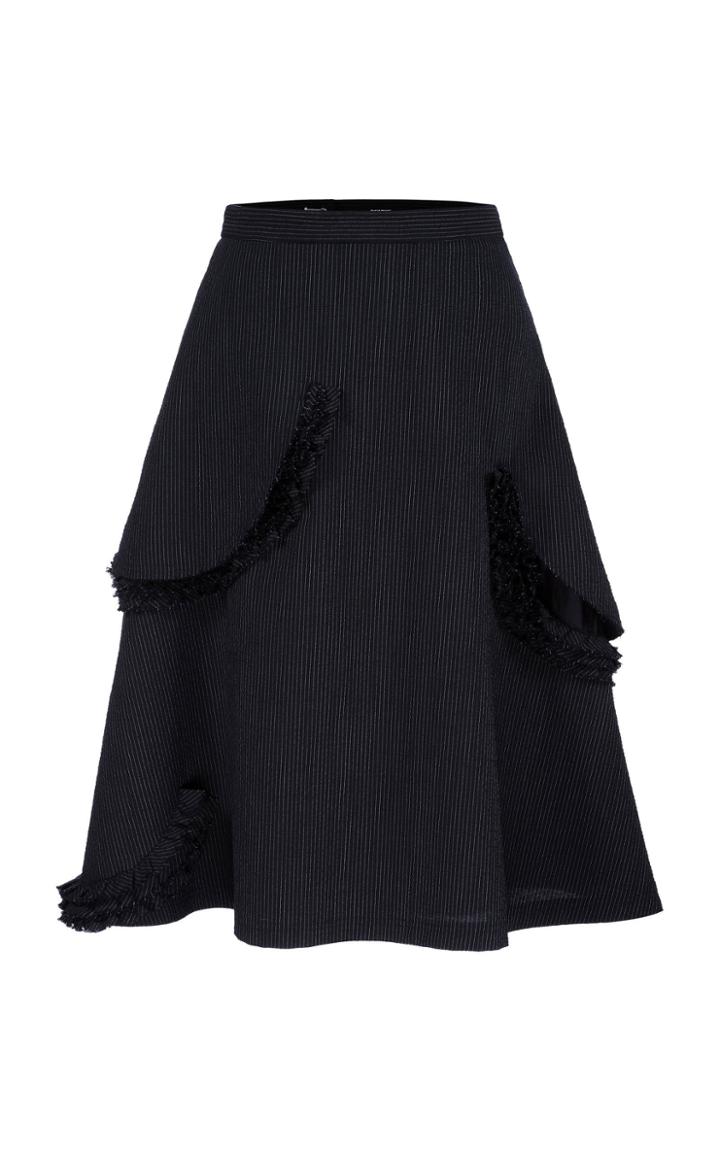 Bourie Ruffled Gabardine Midi Skirt