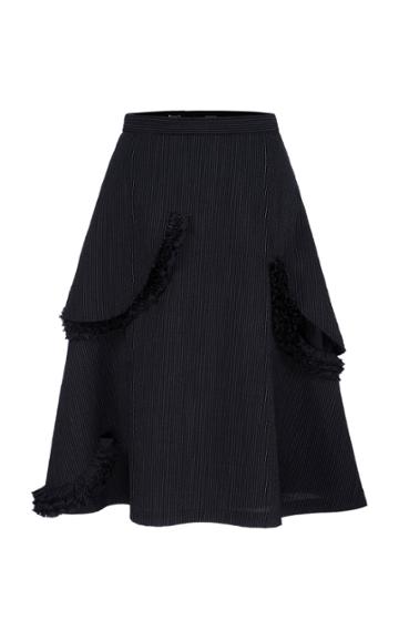 Bourie Ruffled Gabardine Midi Skirt
