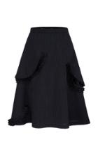 Bourie Ruffled Gabardine Midi Skirt