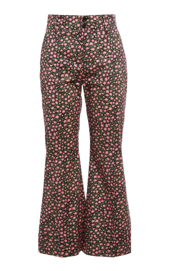 Moda Operandi La Doublej Hendrix Floral Cropped Flared-leg Pants Size: Xs