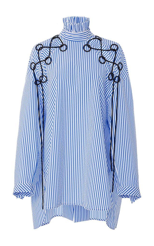 Ellery Railroad Striped Lace Up Shirt