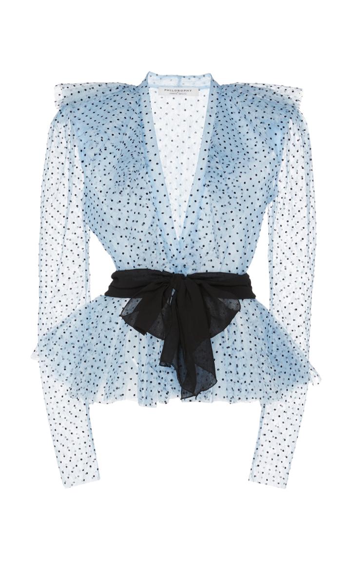 Philosophy Di Lorenzo Serafini Embroidered Ruffle Georgette Blouse