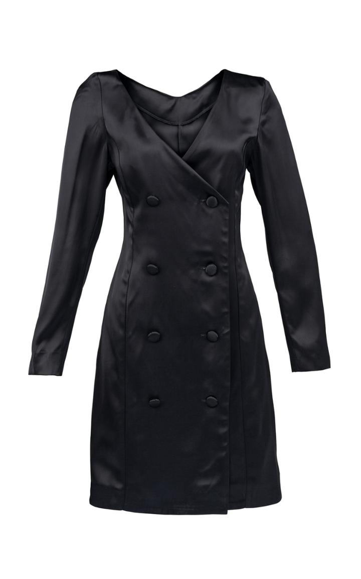 Moda Operandi Deitas Jackie Silk-blend Satin Double-breasted Mini Blazer Dress