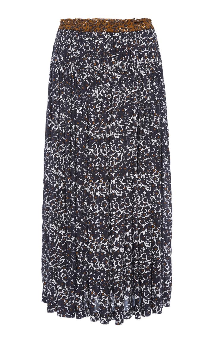 Apiece Apart Elin Shirred Printed Skirt