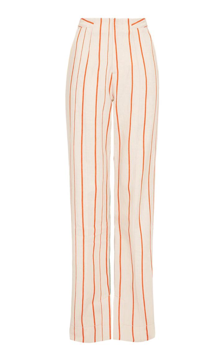 Moda Operandi Bassike Split-cuff Striped Linen Straight-leg Pants