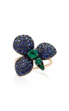 Montse Esteve Oxidized Silver 18k Gold Sapphire And Emerald Ring