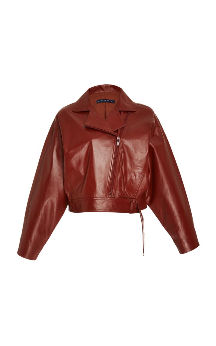 Zeynep Arcay Cropped Leather Jacket