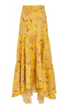 Johanna Ortiz La Cumbia Asymmetric Floral Cotton-poplin Maxi Skirt