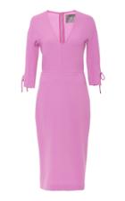 Lela Rose Bow-detailed Wool-blend Cady Midi Dress