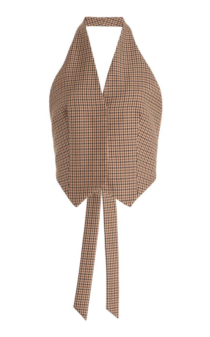 Moda Operandi A.w.a.k.e. Mode Checked Cady Vest