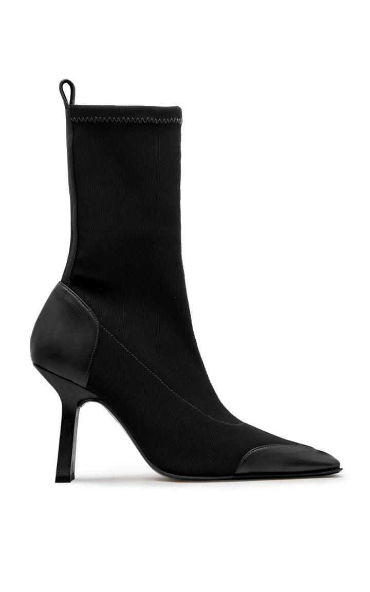 Miista Noelle Leather-trimmed Stretch-knit Boots