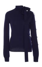 Monse Tie-detailed Faux Pearl-embellished Wool Sweater