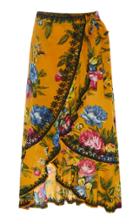 Juliet Dunn Embroidered Floral-print Cotton-twill Wrap Skirt