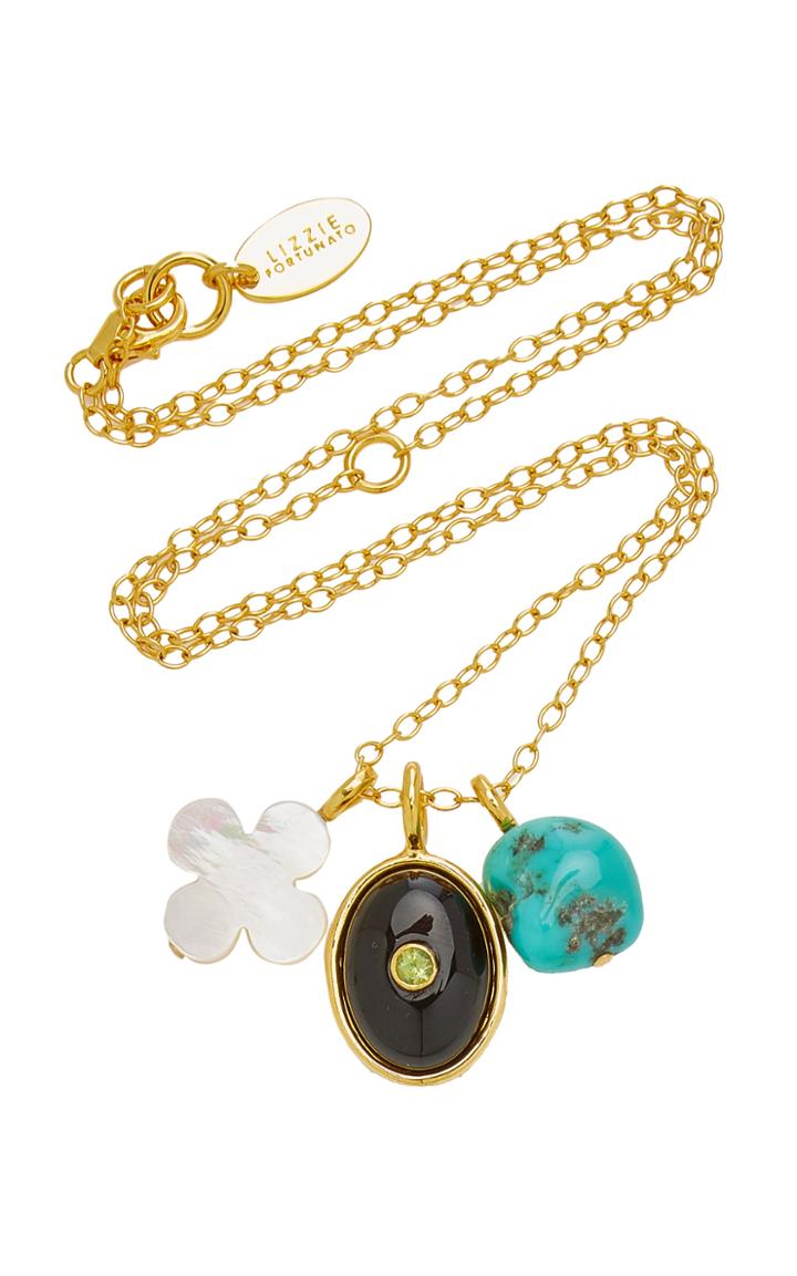 Lizzie Fortunato Black Oasis Gold-plated Multi-stone Necklace