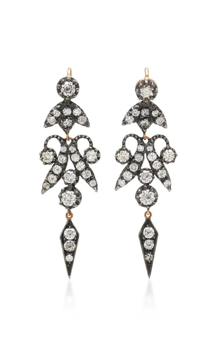 Montse Esteve Double-tiered Oxidized Silver Diamond Earrings
