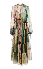 Oscar De La Renta Patchwork-effect Floral-print Silk-chiffon Dress