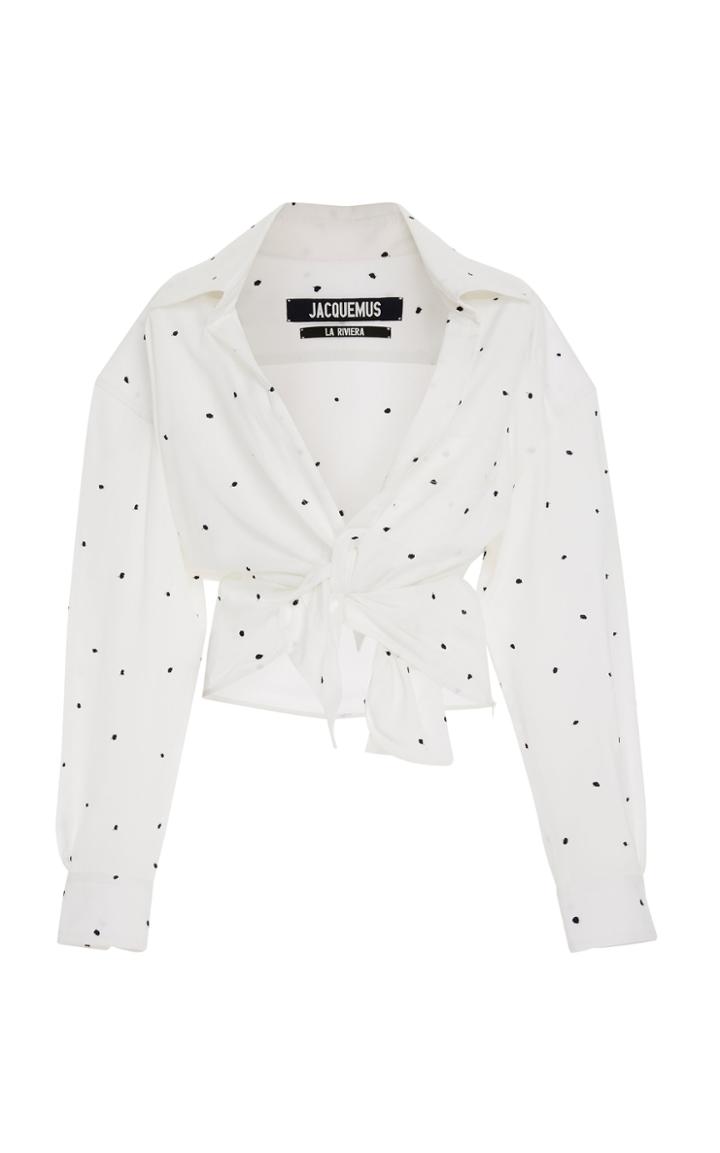Jacquemus Tie-front Dotted Broadcloth Shirt