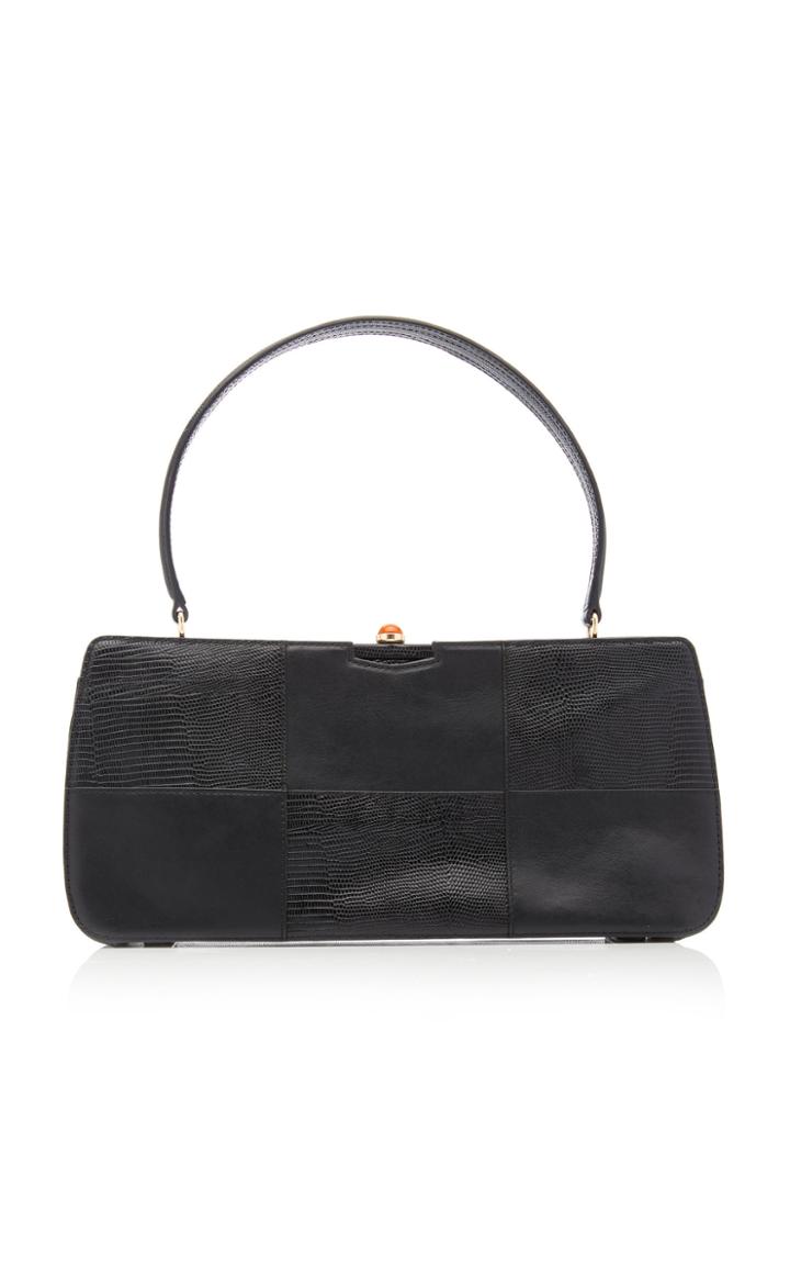 Staud Whitney Lizard-effect Leather Top Handle Bag