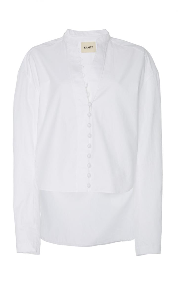 Khaite Charlotte Mandarin Collar Cotton Top