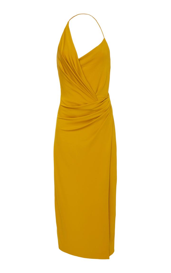 Cushnie Front Slit Ruched Crepe Dress