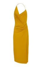 Cushnie Front Slit Ruched Crepe Dress