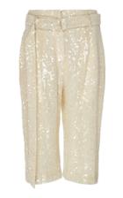 Sally Lapointe Cropped Sequined Crepe Straight-leg Pants
