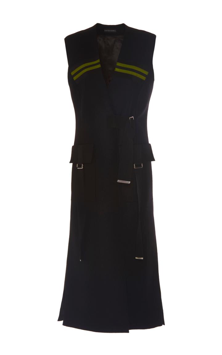 David Koma Mongolian Fur Collared Wool Vest