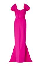 Zac Posen Fitted Silk Faille Off Shoulder Gown