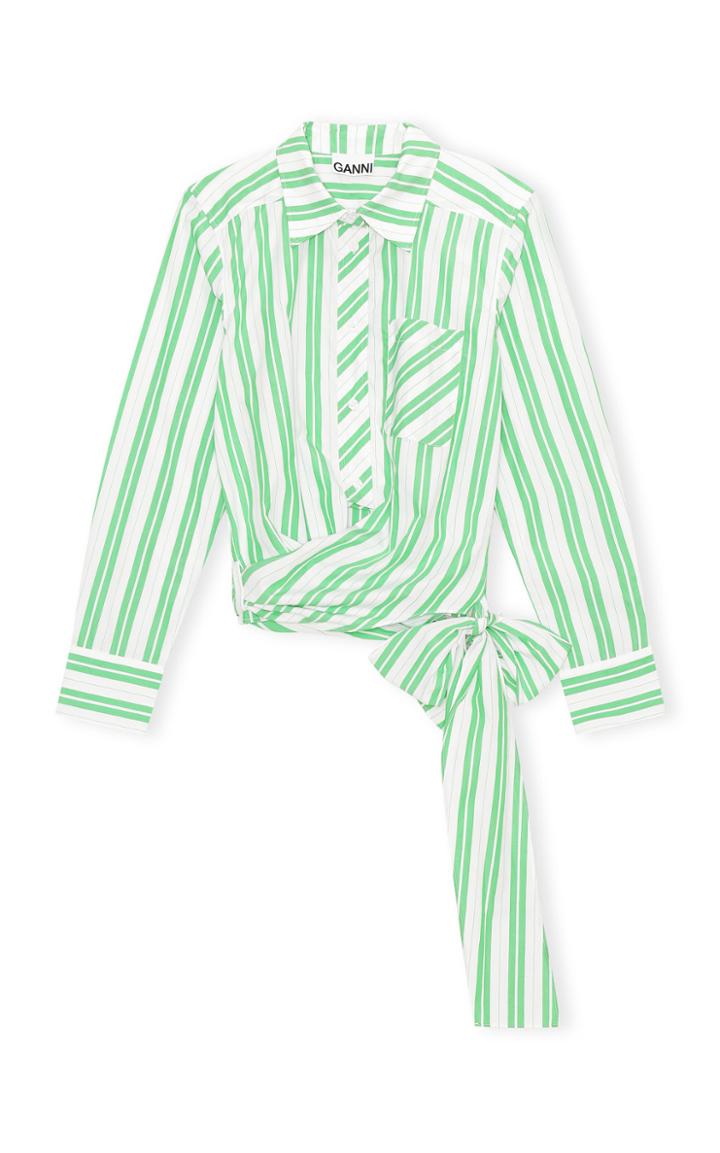 Moda Operandi Ganni Stripe Cotton Wrap Shirt