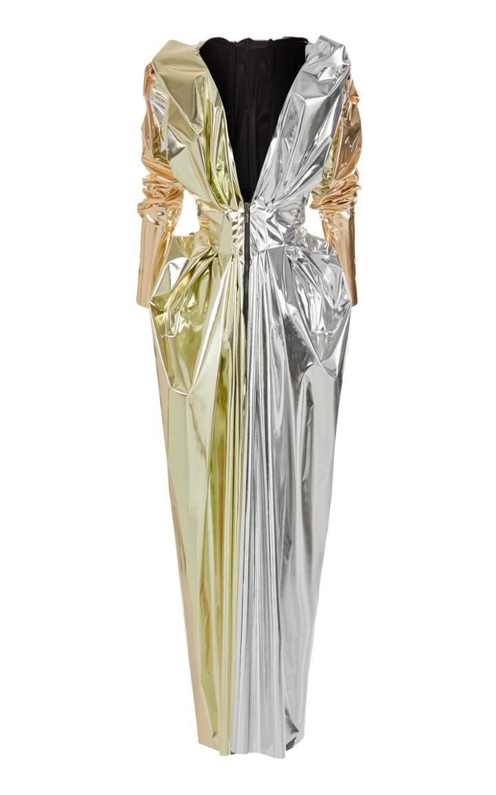 Maticevski Stargazer Lame Long Sleeve Gown