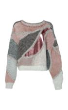 Alberta Ferretti Mohair-blend Metallic Patchwork Sweater